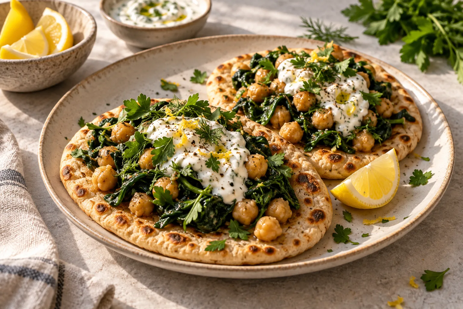 Chickpea Spinach Flatbreads